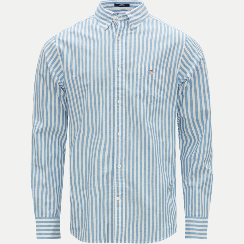 Gant Skjorter REG COTTON LINEN STRIPE SHIRT 3230057 DAY BLUE
